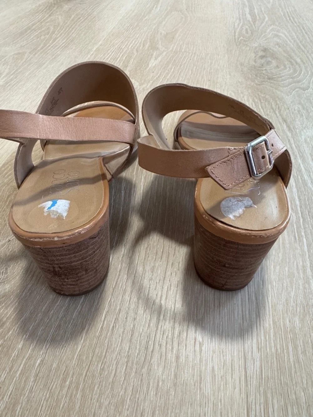 Franco Sarto Tan/Brown Double-Strap Leather Sandals - Picture 4 of 5